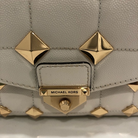 Michael Kors Cream and Gold Studded Crossbody Bag - Picture 4 of 7